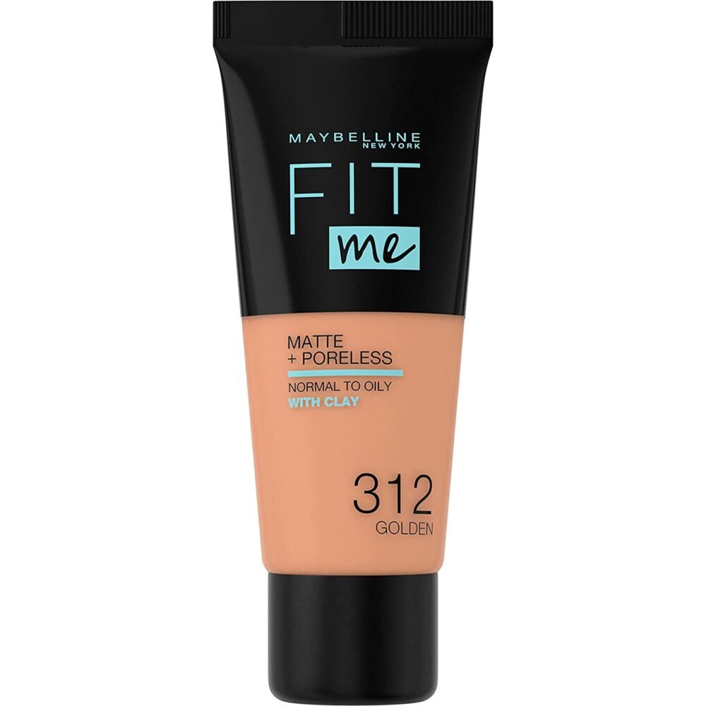 Maybelline, Fit Me Matte + Poreless, Fond de teint liquide, 312, Doré, 30 ml