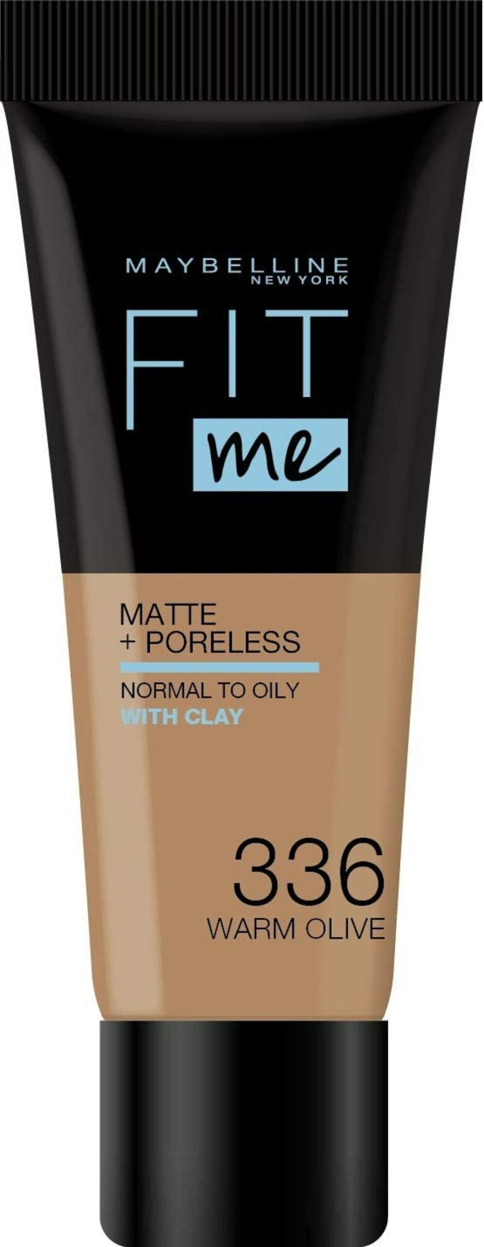 Maybelline, Fit Me Matte + Poreless, Fond de teint liquide, 336, Olive chaude, 30 ml